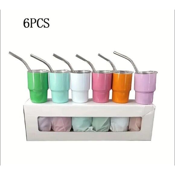 🔥Full Set 6pc Stainless Steel Mini Tumblers 3oz HTF Hot BNWT🔥 - Picture 1 of 6